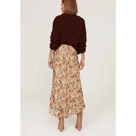 Polo Ralph Lauren Aja Floral Print Fall Brown Midi Skirt 00 $ 498.00 NWT - Picture 3 of 8
